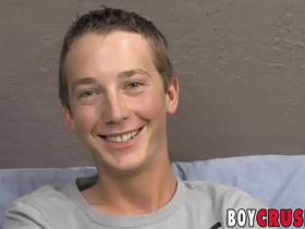 Twink cutie riley johnston  jerking off big cock after interview